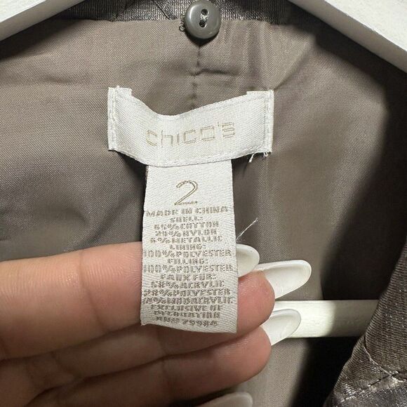 Chicos Quilted Shine Britney Vest Bronze Size 2 Large - Picture 2 of 6